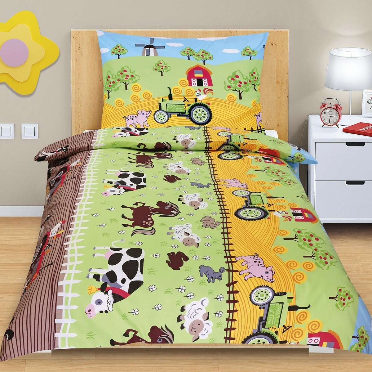 Junior Farm gyerek pamut ágyneműhuzat, 140 x 200 cm, 70 x 90 cm, 140 x 200 cm, 70 x 90 cm